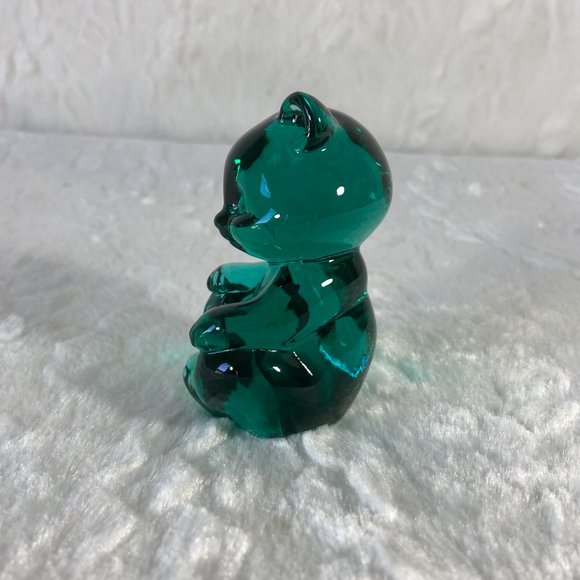 Vintage Fenton Art Glass Bear Figurine Emerald Jade Green Art Glass Fenton Bear - Picture 2 of 8